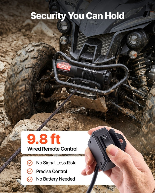 1587 kg Electric Winch, 12V DC ATV/UTV Winch with Φ5.5 mm x 10 m